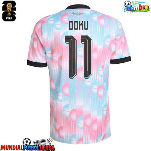 Camiseta Bélgica Jeremy Doku #11 Segunda Equipación Replica Mundial 2026 mangas cortas